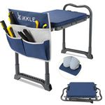 ikkle Garden Kneeler Seat and Kneeling Bench, Upgraded Thicker & Wider Soft Detachable Kneeling Pad, Gardening Kneeler & Stool with 1 Tool Pouches, Gardening Gift for Parents Seniors Gardener, Navy