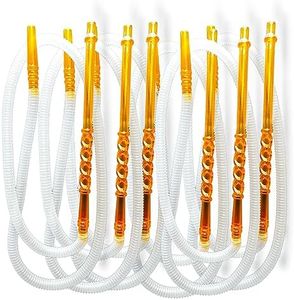 15 Colored Disposable Hookah Hose Set - Individually Wrapped Plastic Hookah Hose for Parties, Events & Hookah lounges | Shisha hose | Hookah accessories | Hookah Emporium (orange & white)