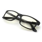 J+S Blue Light Blocking Glasses for Women Men | Anti Eyestrain Headache Glare | Computer (Haka LCD Rectangle | Black Frame)