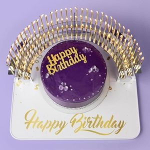 Birthday Candle Holder with Silver-Mirror Finish + Grandstand Tray Combo – Holds Up to 110 Candles, Flame-Resistant – Perfect for Restaurants, Events, and Large-Scale Elegant Birthday Celebrations