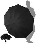 Chakipee Travel Compact Umbrella Windproof - Portable Automatic Umbrellas for Rain,210T Fabric 120cm Span - 10 Ribs Black Umbrella