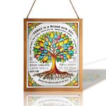 Inspirational Wall Art Decor Office - Motivational Positive Affirmations Wall Decor Stained Glass Tree of Life Framed Art Hanging Sign for Home Living Room Bedroom Bathroom Classroom