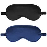 2Pack Silk Sleep Mask,IEKEODI Eye Mask for Sleeping,Elastic Blackout Eye Mask & Blindfold for Full Night's Sleep,Travel and Nap(Black+Navy Blue)