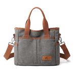 Crossbody Bags for Women Trendy Canvas Hobo Tote Top-handle Hand Bag Multi-pocket Casual Going Out Purse Satchel, Gray