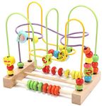 Jacootoys Beads Maze Wooden Roller Coaster Activity Learning Game Preschool Educational Toy Gift for Toddlers