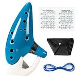 Mulucky Ocarina 12 Tones Alto C with Song Book Display Stand Neck Cord - Light Blue