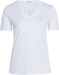 Calvin Klein Jeans Women's Plus CK Embro Badge V-Neck TEE J20J223443 S/S Knit Tops, Bright White, 4XL