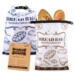 Ciciany Bread Bags, 2 Packs Bread Bags to Keep Fresh, Reusable Zipper for Homemade Loaf, Freezer Storage Bag, Container, Fresh Keeping Extra Large Bags, Food Bag