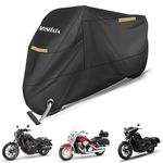 MOSFiATA Waterproof Motorcycle Cover,Motorbike Cover 210D Thickned Oxford Cloth with Lock Holes,Motorbike Cover Waterproof for Honda, Yamaha, Suzuki, Kawasaki 96.46 x 41.34 x 49.21 inch 2XL