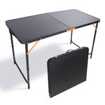 Northroad Folding Camp Table, 47.24''L x23.62''W with Adjustable Height Legs,Lightweight Aluminum Frame Table for Indoor Outdoor Dining, Picnic, BBQ-Black