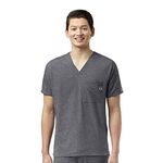 WonderWink Men's V-neck Top Medical Scrubs Shirt, Charcoal Heather, 2X