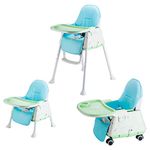 SYGA High Chair for Baby Kids,Safety Toddler Feeding Booster Seat Dining Table Chair with Wheel and Cushion(Green)