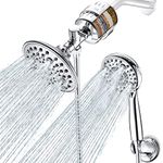 Dual Filtered Shower Head Showerhead with 2m 79" Hose, Handheld Sprayer Filter, Luxau Filtration Rain Rainfall, 20 Stage Water Filter for Chlorine Well Hair Dry Skin, Metal Diverter, Chrome (S30)