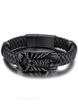 GOLDCHIC JEWELRY Mens Leather Bracelets Black Plated Gothic Scorpion Wristband Bangles - 23CM Long Wax Rope Chain Bracelets for Boys Males