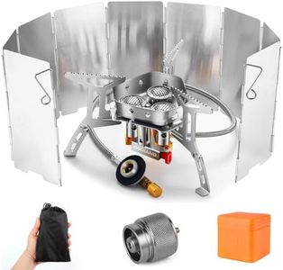 Odoland 6800W Windproof Camp Stove Camping Gas Stove with Windscreen, Fuel Canister Adapter, Piezo Ignition, Carry Case, Portable Collapsible Stove Burner for Outdoor Backpacking Hiking and Picnic