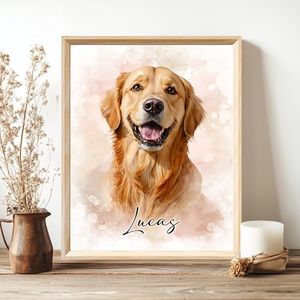 PAWSARTIZE Custom Pet Portrait, Upload Your Pet’s Photo for a Personalized Cat/Dog Wall Art, Unique Keepsake Pet Memorial Gift for pet lover (Classics)