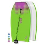 BPS 37" Body Board Pack for Kids and Adult - Lightweight Bodyboard w/ HDPE Slick Bottom for Additional Speed and Maneuverability - Bodyboard with Includes Leash Coiled (Green/Purple)