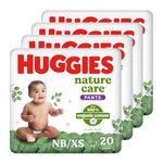 Huggies Nature Care Pants, New Born/Extra Small Size (Upto 5 kgs) Premium Baby Diaper Pants, Combo Pack 40 Count, Made with 100% Organic Cotton (Pack of 2)