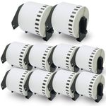 BETCKEY - 10 Rolls DK-22205 Continuous Length Paper Labels Compatible with Brother, 62mm(W) x 30.48m(L), Black on White, 10 Labels Using for Brother QL Label Printers