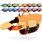 VIVAGLORY Front Float Dog Life Vest, Dog Life Jacket for Swimming & Boating, Swimming Vest with Chin Float & Handle, Ripstop & Buoyancy for Puppy Doggy, L, Dark Orange