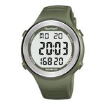 Hearkent Waterproof Pedometer Watch for Senior Non Bluetooth No App Required Sport Watch with Step Counter Calories and LCD Large Numbers (green), UK-2308BLK