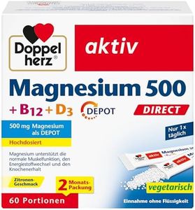 Doppelherz Magnesium 500 + B12 + D3 DIRECT mit DEPOT-Funktion - Magnesium als Beitrag für die normale Funktion der Muskeln und des Nervensystems - 60 Portionen Micro-Pellets mit Zitronen-Geschmack