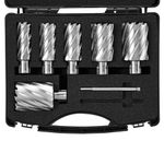 VEVOR Annular Cutter Set, 6 pcs Universal Shank Mag Drill Bits, 2" Cutting Depth, 1" to 2" Cutting Diameter, M2AL High-Speed Steel, with 2 Pilot Pins and Portable Case, for Using with Magnetic Drills