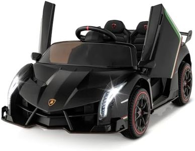 COSTWAY 12V Kids Electric Ride on Car with Remote Control, LED Lights, MP3, Music, Hydraulic Doors, 4 Motors Licensed Lamborghini Battery Powered Toy Vehicle for Boys and Girls (Black)
