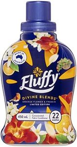 Fluffy Concentrate Liquid Fabric Softener Conditioner, 450mL, 22 Washes, Orange Flower & Freesia, Divine Blends