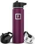 IRON °FLASK Sports Water Bottle - Wide Mouth with 3 Straw Lids - Stainless Steel Gym & Outdoor Bottles for Men, Women & Kids - Double Walled, Insulated Thermos, Metal Canteen - Burgundy, 22 Oz