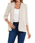 MINTLIMIT Women Blazer Jacket Elegant Notched Lapel for Formal Occasions Tops Coat Outerwear Size 16 18 (WH-Beige L)