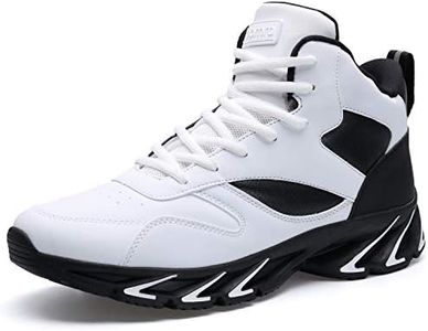 Joomra Men's Basketball Shoes White for Walking Jogging Gym Fitness Travel Stylish Lace up High Mid Top Cushion Trainer Athletic Sneakers Size 11