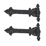 Adonai Hardware Adonijah Antique Cast Iron Strap T Hinge with Texture (8" x 2 Pack, Matte Black) for Barn Doors, Gates, Kitchen Cabinets, Sheds, Wooden Box, Furniture, Cedar Chest and Trunks