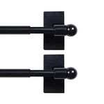 H.VERSAILTEX Magnetic Curtain Rods 2 Pack for Metal Doors and Windows, Multi-Use Adjustable Magnetic Rods for Small Windows Cafe Sidelight and Iron Steel Places (9 to 16 Inch, Black,1/2 Inch Diameter)