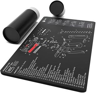 Falko Tactical Gun Cleaning Mat for Glock - Double Thickness Gun Mat - HD Exploded Diagram Including Parts List, Lubrication Points & Disassembly Steps (20 by 12 Inches), Black