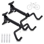 Bike Wall Mount, Bike Hanger Rack for Bike Storage and Space Saving with Foam Padded Protective Frame by Poweka Angle and Wall Distance Adjustable Foldable MTB Road Bike Hanger Wall Mount (2 Pack)