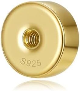 Locking Earring Flat Screw Backs Replacements for Molenia Flat Back Earrings Only, Poke-free Hypoallergenic Secure Flat Round Flatbacks, 14K Gold Plated 925 Sterling Silver Backings for Women Men