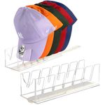 THYGIFTREE Hat Organizer for Baseball Caps, 2 Pack Acrylic Hat Stand for Baseball Caps with Sliding Rail, Hat Rack for Baseball Hats for Closet, Hat Holder for Dresser (clear)