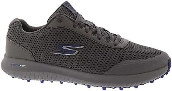 Skechers Men's Elite 5 Range Relaxed Fit Waterproof Spikeless Golf Shoe Sneaker, Charcoal/Navy, 10