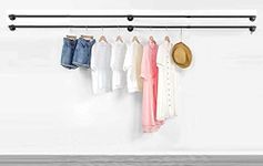 SERENITA 74.5" Super Long Industrial Pipe Clothing Rack 73 inch, Hanging Rod for Closet, Wall Mounted Multi Purpose (73 inch 2 Pack)