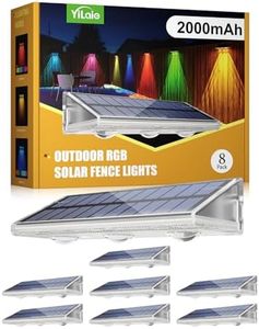 YiLaie Solar Fence Lights Outdoor, IP67 Waterproof, Color Changing, 8 Pack