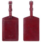 S-ZONE Leather Luggage Baggage Tags ID Label for Suitcases Backpack 2 Pieces Set