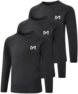 MEETYOO Youth Boys Compression Thermal Shirt Long Sleeve Fleece Undershirt Football Baseball Soccer Base Layer Top for Ski