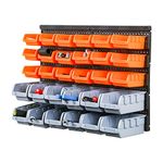 Taylor & Brown 30pc Wall Mounted Storage Bins & Backboards Tool Organiser Box for Garage Shelving Units Workshop DIY Shed Storage Box Rack Plastic Drawers