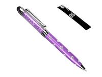 QUALITY 2-in-1 Capacitive Touchscreen Stylus and Ballpoint Pen with Crystals. FREE REFILL - UK SELLER (PURPLE)