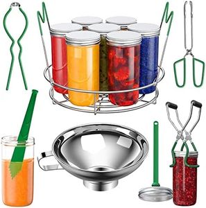 Pisol Canning Supplies Starter Kit, 7 Piece Canning Tools Set with Stainless Steel Rack, Wide Mouth Funnel, Kitchen Tongs, Jar Lifter, Magnetic Lid Lifter, jar Wrench, Bubble Popper