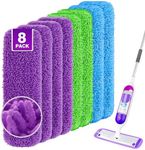 UNIMADE Reusable Mop Pads for Swiffer PowerMop, 8 Pack Microfiber Mop Pad Refills with Scrubber Strips for 13''-15'' Spray Mop, Washable Mop Pads Use for Most Floor Types, Designed for Pets-Multicolor