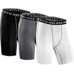 NELEUS Men's Spandex Compression Shorts Athletic Workout Running Performance Baselayer, 047# 3 Pack:black,grey,white, L