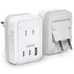 1 Pack European Travel Plug Adapter, VINTAR Foldable International Travel Adapter with 3 USB Ports(2 USB C) and 2 US Outlets, Type C Adaptateur Prise Europe Canada to Most of Europe Italy France