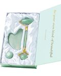 Jade Roller and Gua Sha Facial Massage Valentine's Gift Set for Women - Face Roller and Guasha Stone, Lymphatic Drainage Massager, Superior and Natural, Anti-Ageing Skincare Tools